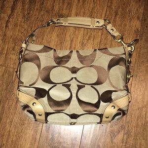 Coach Carly Optic Signature Tan Canvas Hobo Bag